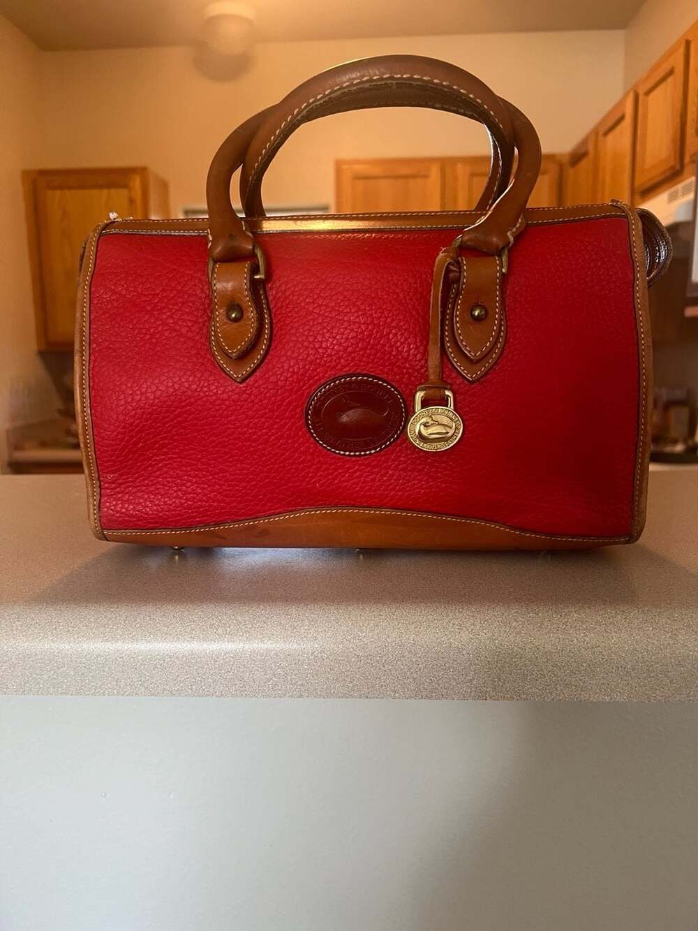 Dooney & Bourke Vintage Red All Weather Leather Satchel Handbag